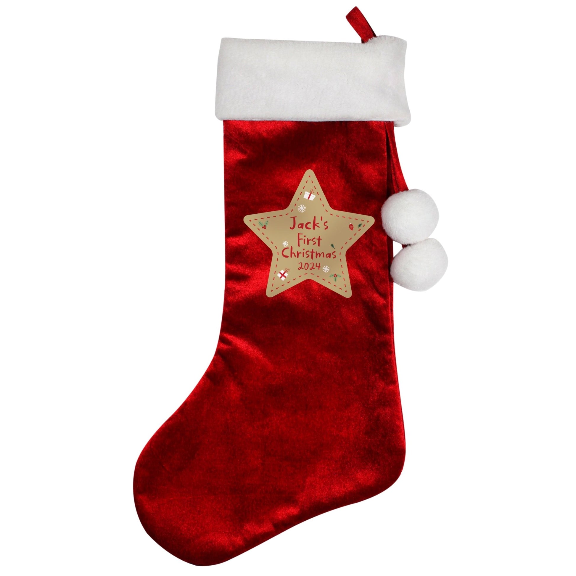 Personalised First Christmas Red Stocking | Inspired Creative Gifts | UK Supplier