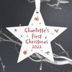 Personalised First Christmas Wooden Star Decoration | Inspired Creative Gifts | UK Supplier