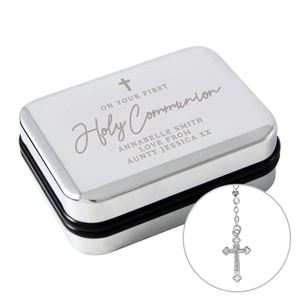 Personalised First Holy Communion Rosary Beads and Cross Trinket Box | Inspired Creative Gifts
