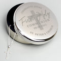 Personalised First Holy Communion Round Trinket Box & Cross Necklace Set | Inspired Creative Gifts | UK Supplier