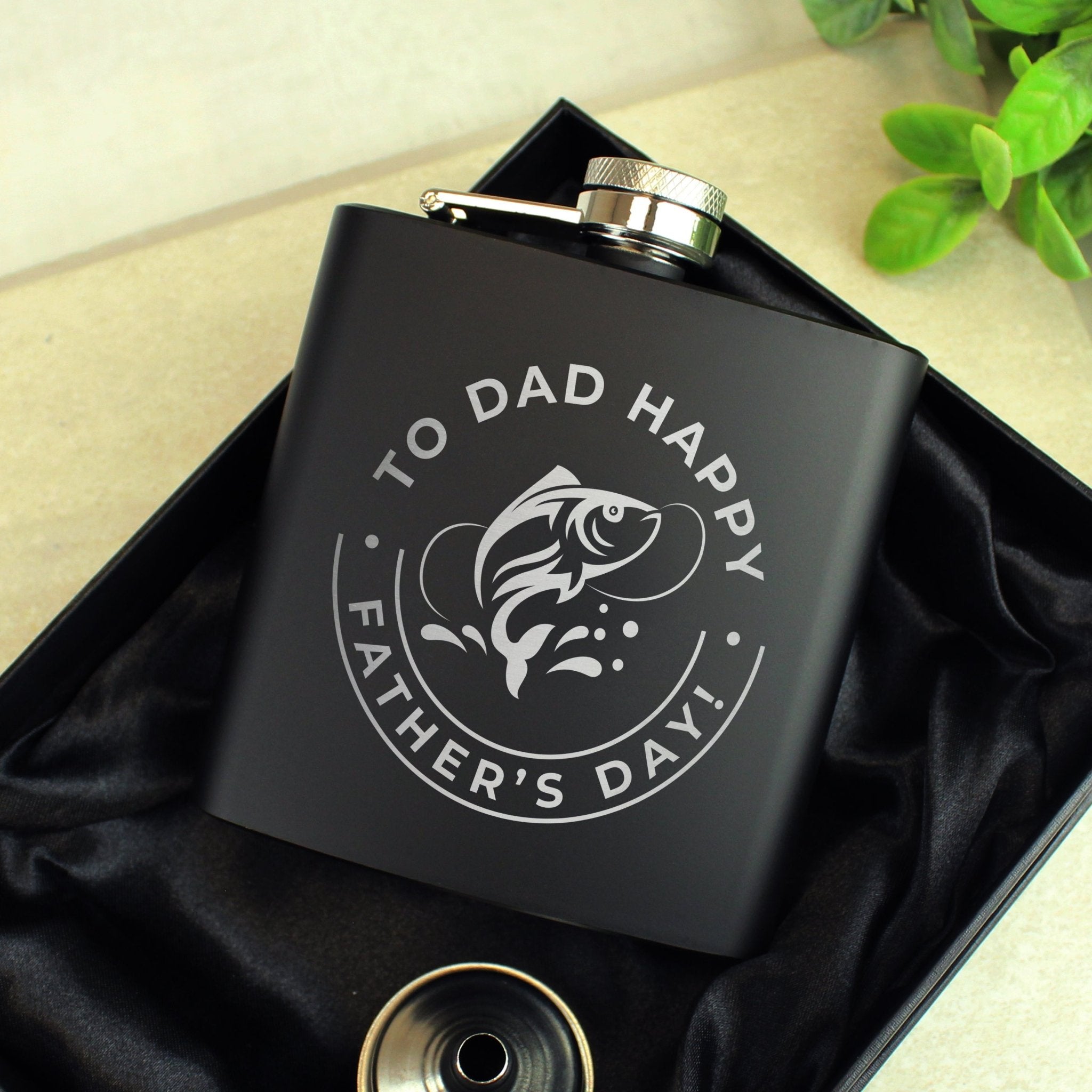 Personalised Fishing Black Hip Flask | Inspired Creative Gifts | UK Supplier