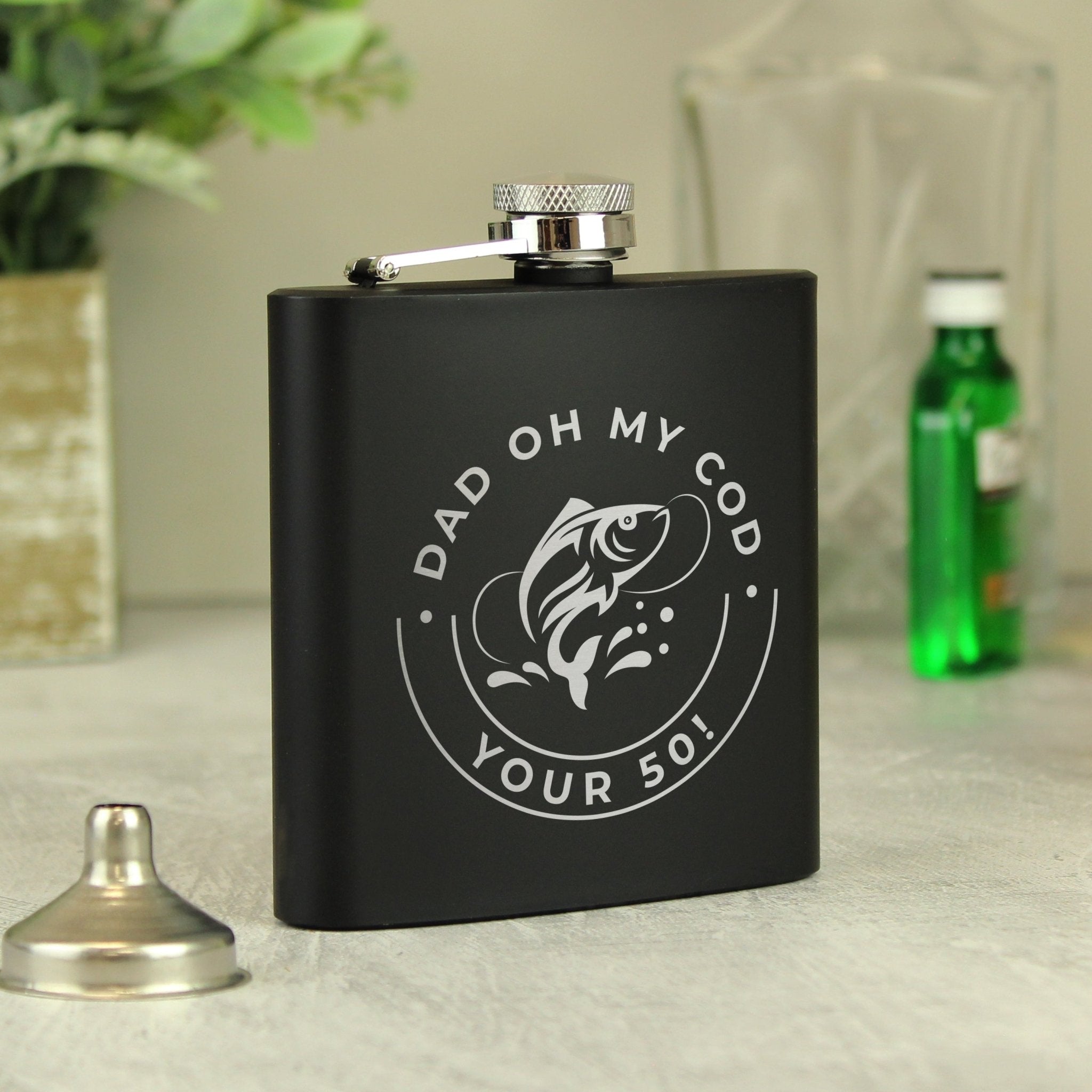 Personalised Fishing Black Hip Flask | Inspired Creative Gifts | UK Supplier