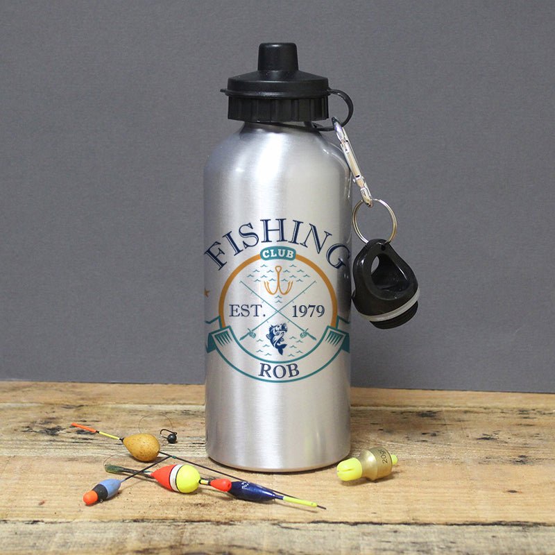 Personalised Fishing Club Silver Drinks Bottle | Inspired Creative Gifts