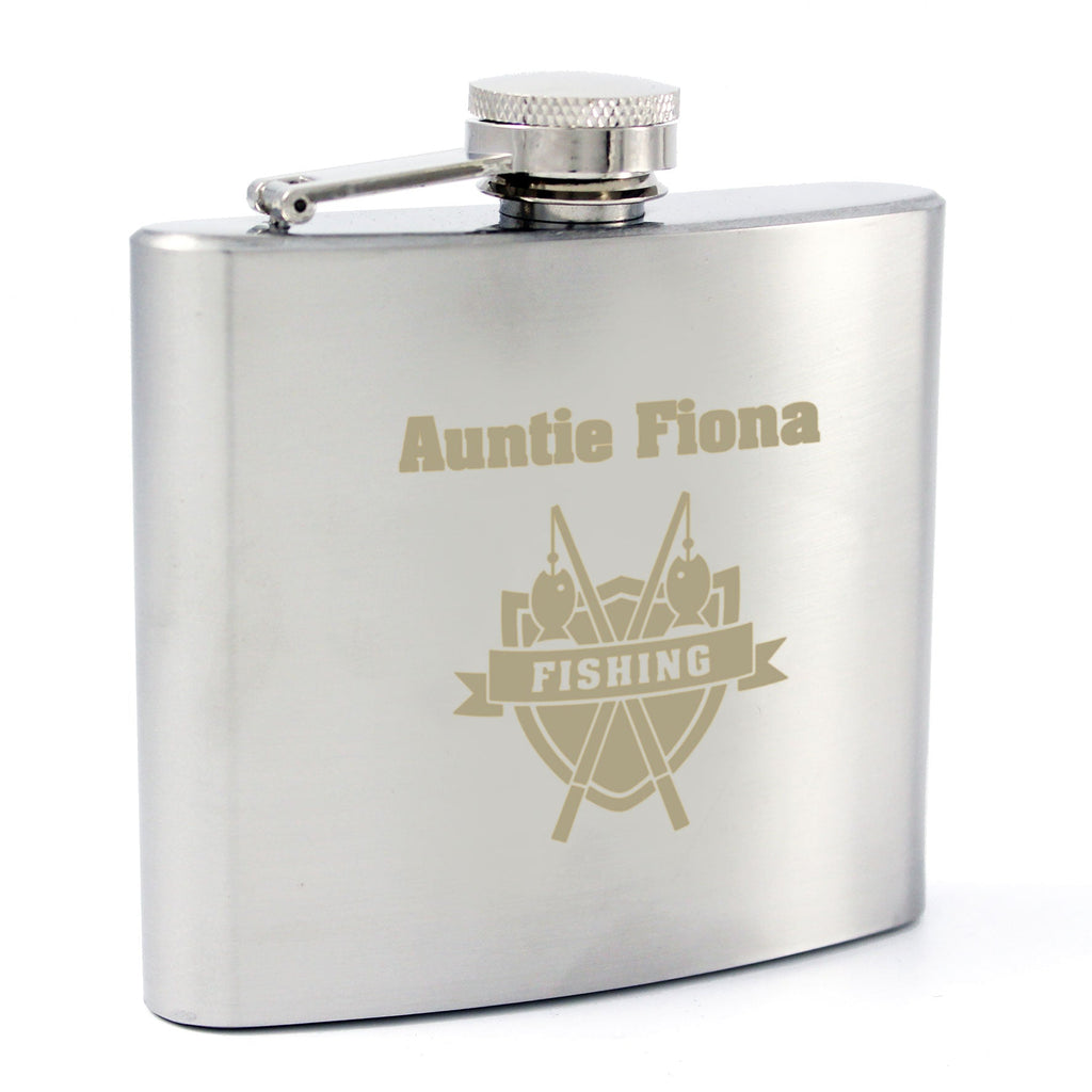 Personalised Fishing Crest Hip Flask | Inspired Creative Gifts | UK Supplier