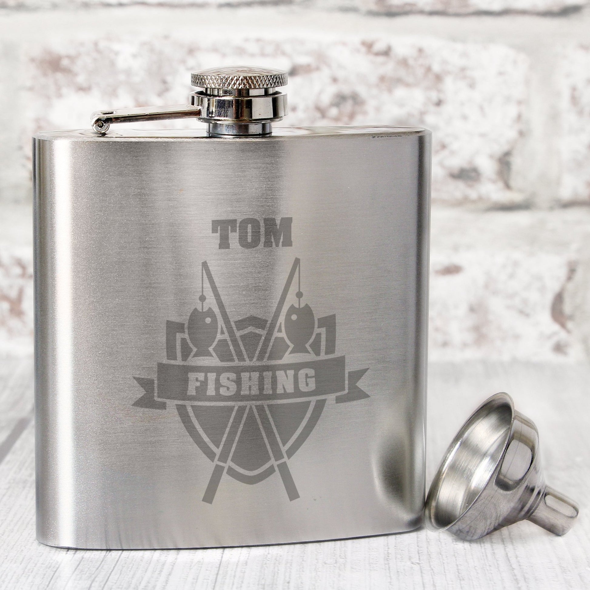 Personalised Fishing Crest Hip Flask | Inspired Creative Gifts | UK Supplier