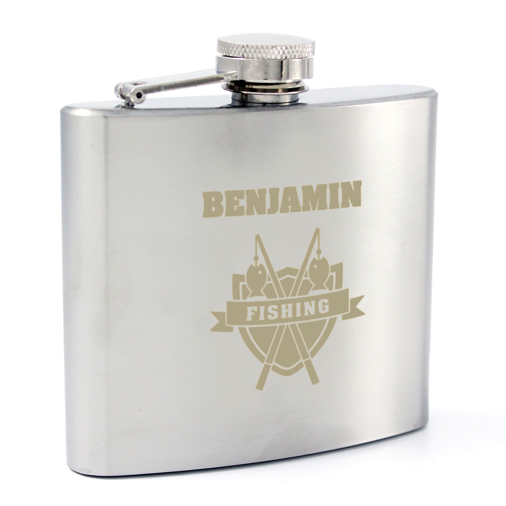 Personalised Fishing Crest Hip Flask | Inspired Creative Gifts | UK Supplier