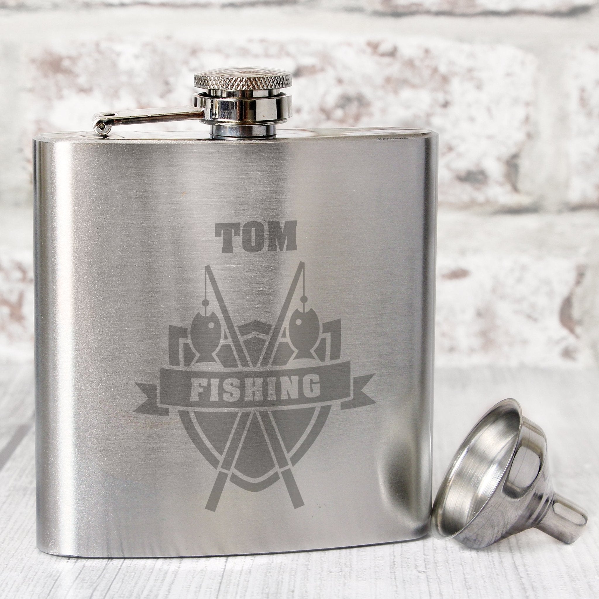 Personalised Fishing Crest Hip Flask | Inspired Creative Gifts | UK Supplier
