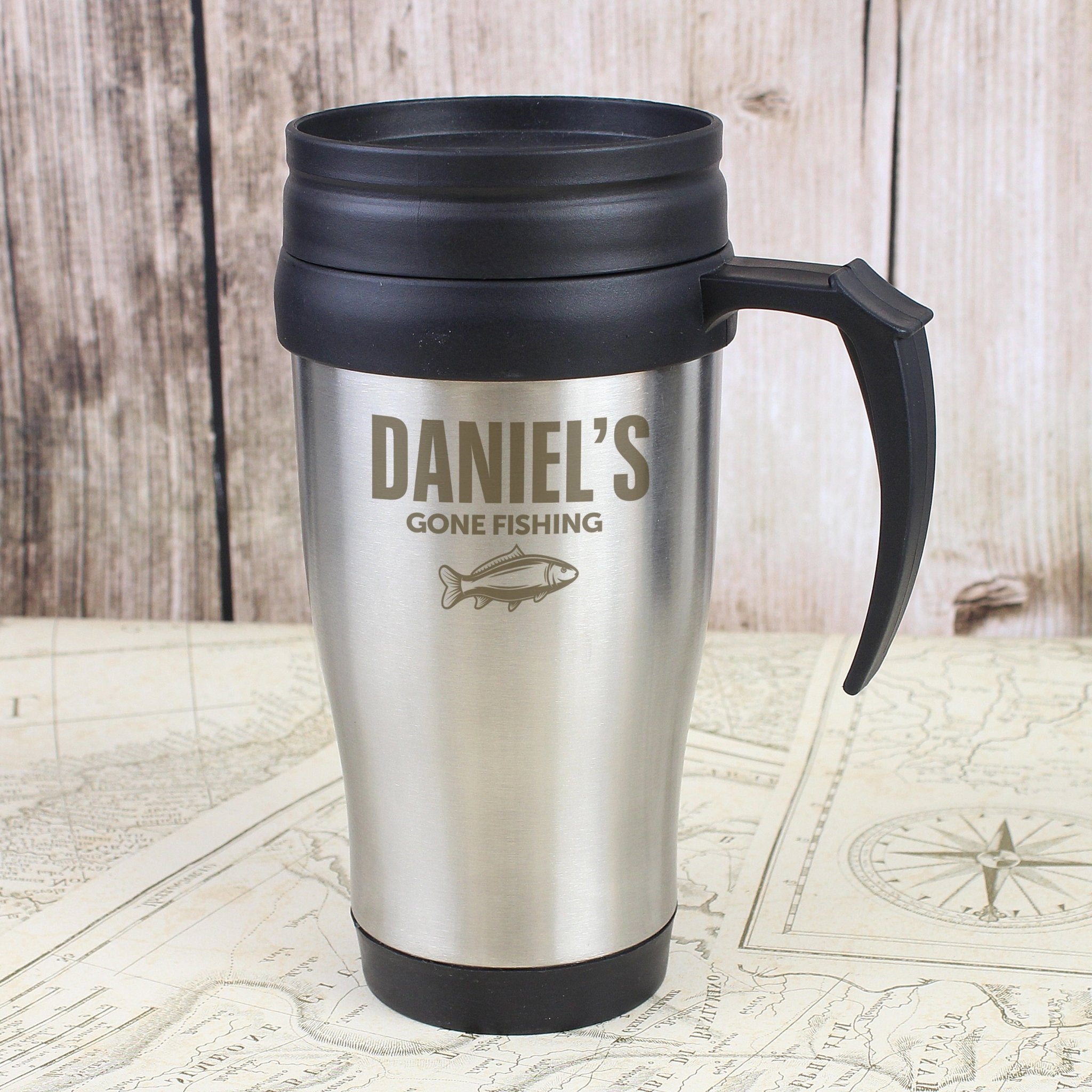 Personalised Fishing Travel Mug | Inspired Creative Gifts | UK Supplier