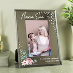 Personalised Floral 6x4 Diamante Glass Photo Frame | Inspired Creative Gifts | UK Supplier