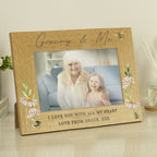 Personalised Floral Bee 6x4 Oak Finish Photo Frame | Inspired Creative Gifts | UK Supplier