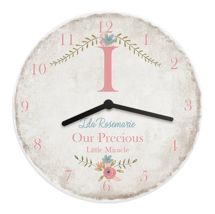 Personalised Floral Bouquet Shabby Chic Large Wooden Clock | Inspired Creative Gifts | UK Supplier