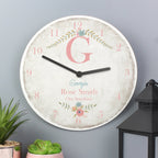 Personalised Floral Bouquet Shabby Chic Large Wooden Clock | Inspired Creative Gifts | UK Supplier