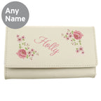 Personalised Floral Cream Leather Purse | Inspired Creative Gifts | UK Supplier