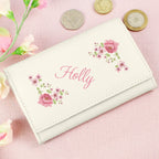 Personalised Floral Cream Leather Purse | Inspired Creative Gifts | UK Supplier