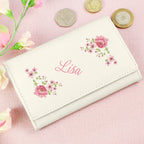 Personalised Floral Cream Leather Purse | Inspired Creative Gifts | UK Supplier