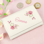 Personalised Floral Cream Leather Purse | Inspired Creative Gifts | UK Supplier