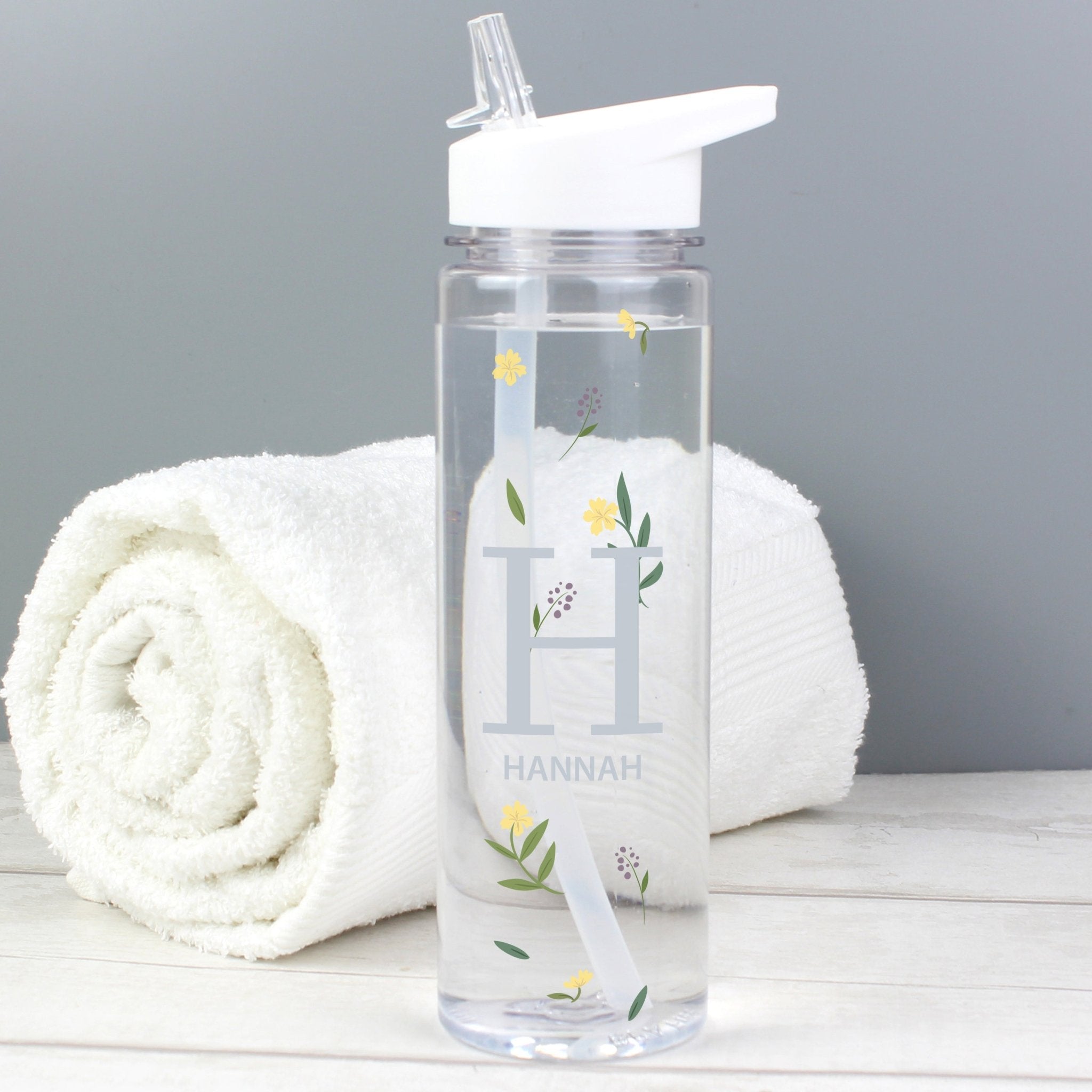 Personalised Floral Initial Water Bottle | Inspired Creative Gifts | UK Supplier