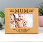 Personalised Floral Mum 6x4 Oak Finish Photo Frame | Inspired Creative Gifts | UK Supplier