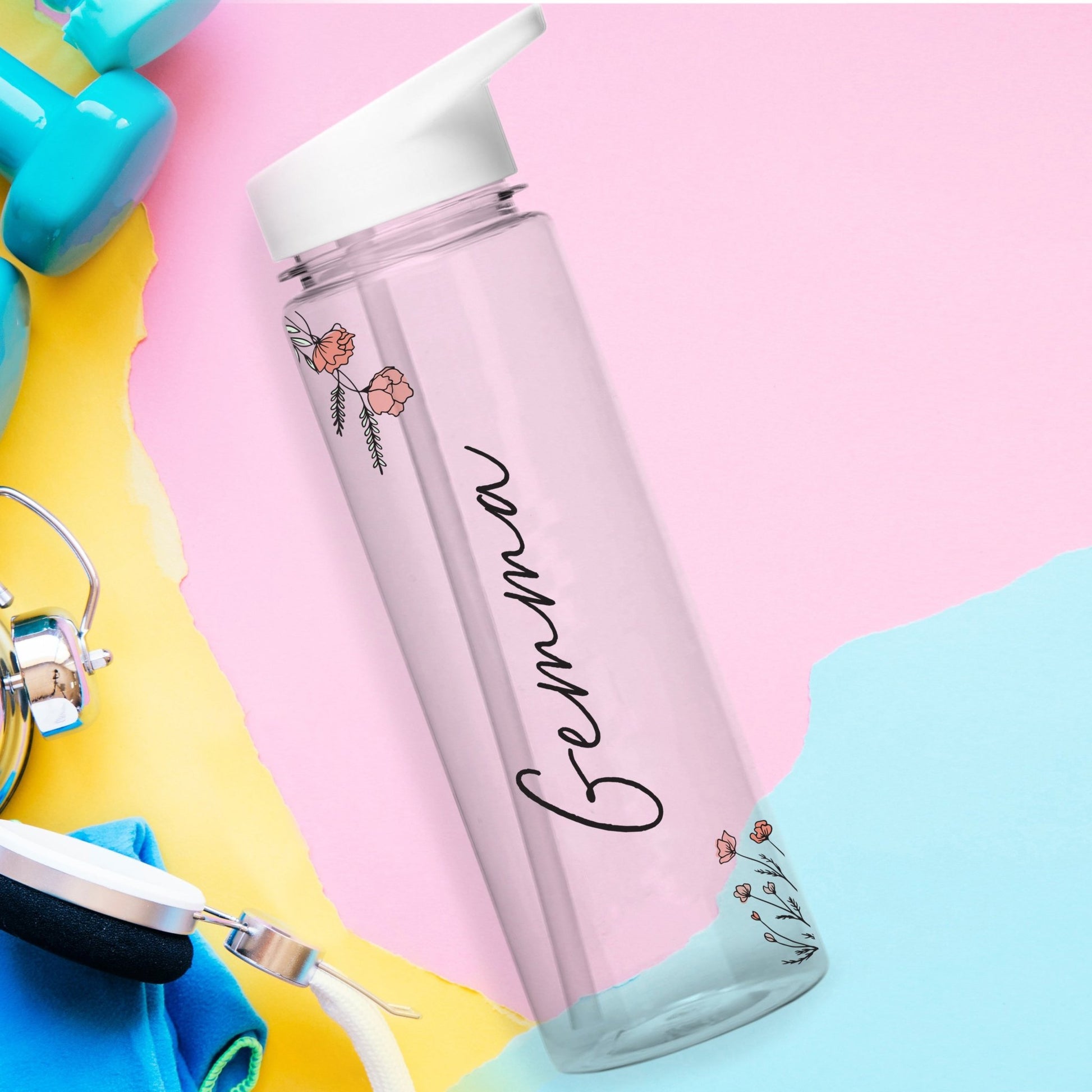 Personalised Floral Name Only Water Bottle | Inspired Creative Gifts