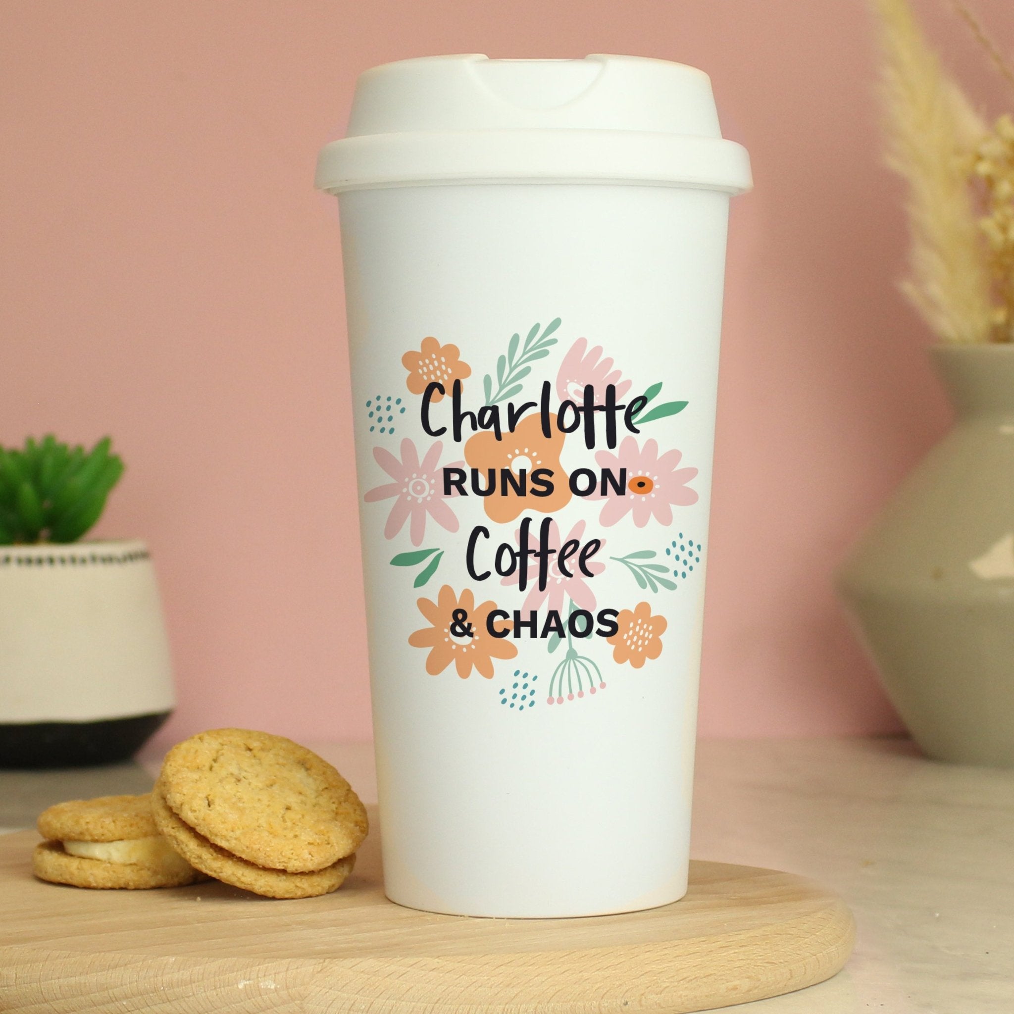 Personalised Floral Travel Mug | Inspired Creative Gifts | UK Supplier