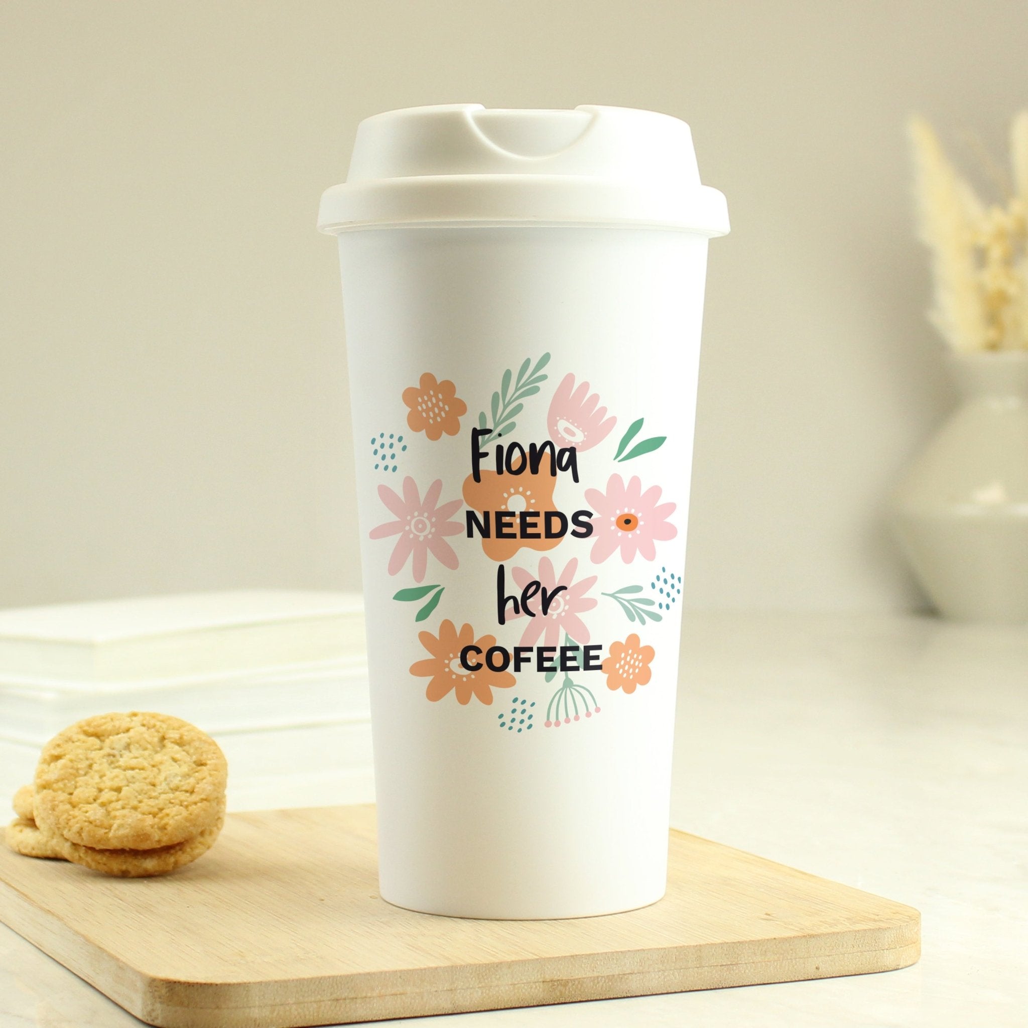 Personalised Floral Travel Mug | Inspired Creative Gifts | UK Supplier