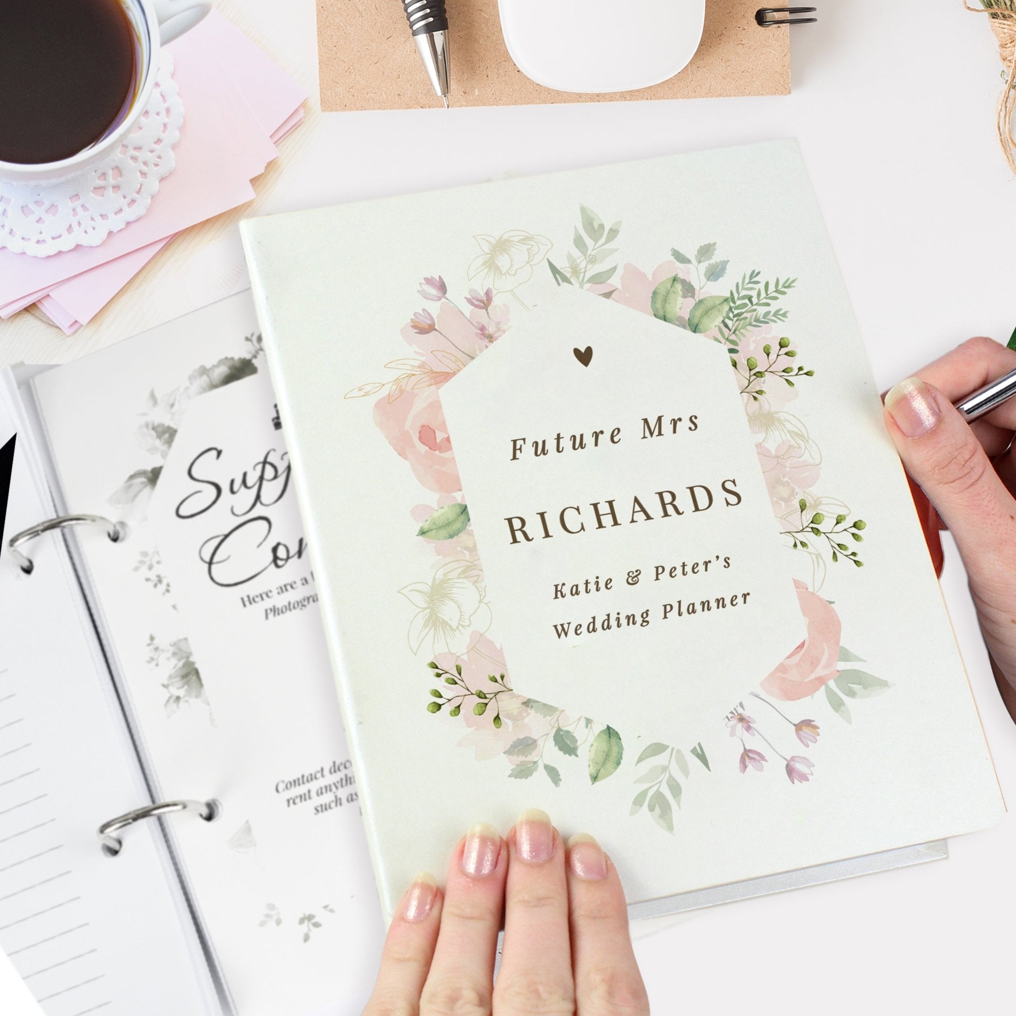 Personalised Floral Watercolour Wedding Planner | Inspired Creative Gifts | UK Supplier