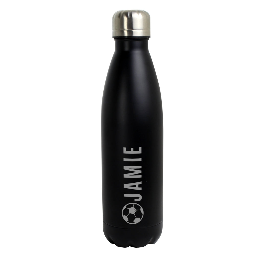 Personalised Football Black Metal Insulated Drinks Bottle | Inspired Creative Gifts