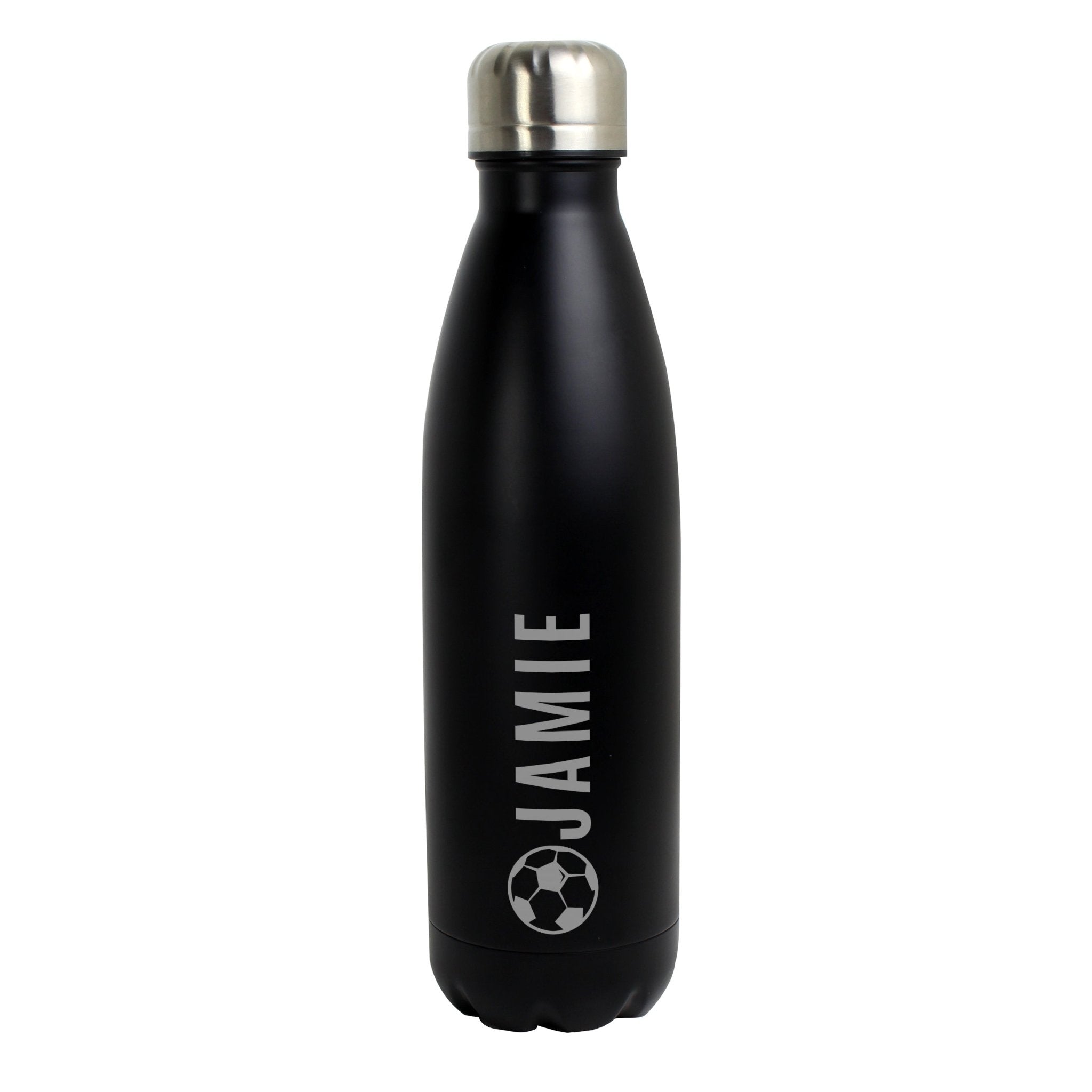 Personalised Football Black Metal Insulated Drinks Bottle | Inspired Creative Gifts | UK Supplier