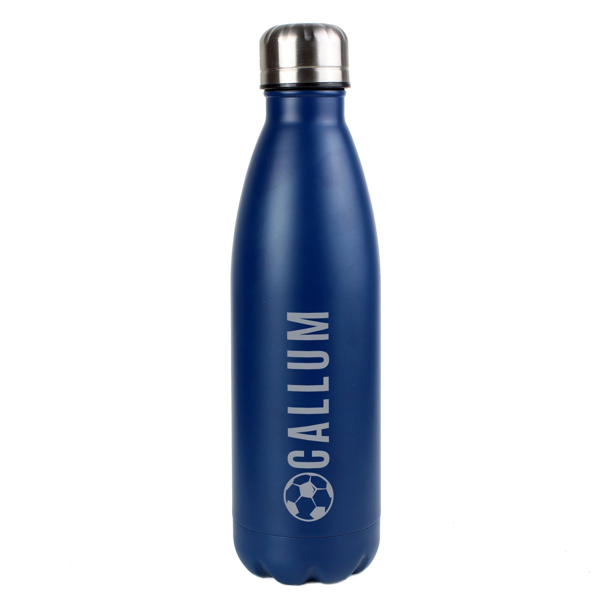 Personalised Football Navy Metal Insulated Drinks Bottle | Inspired Creative Gifts