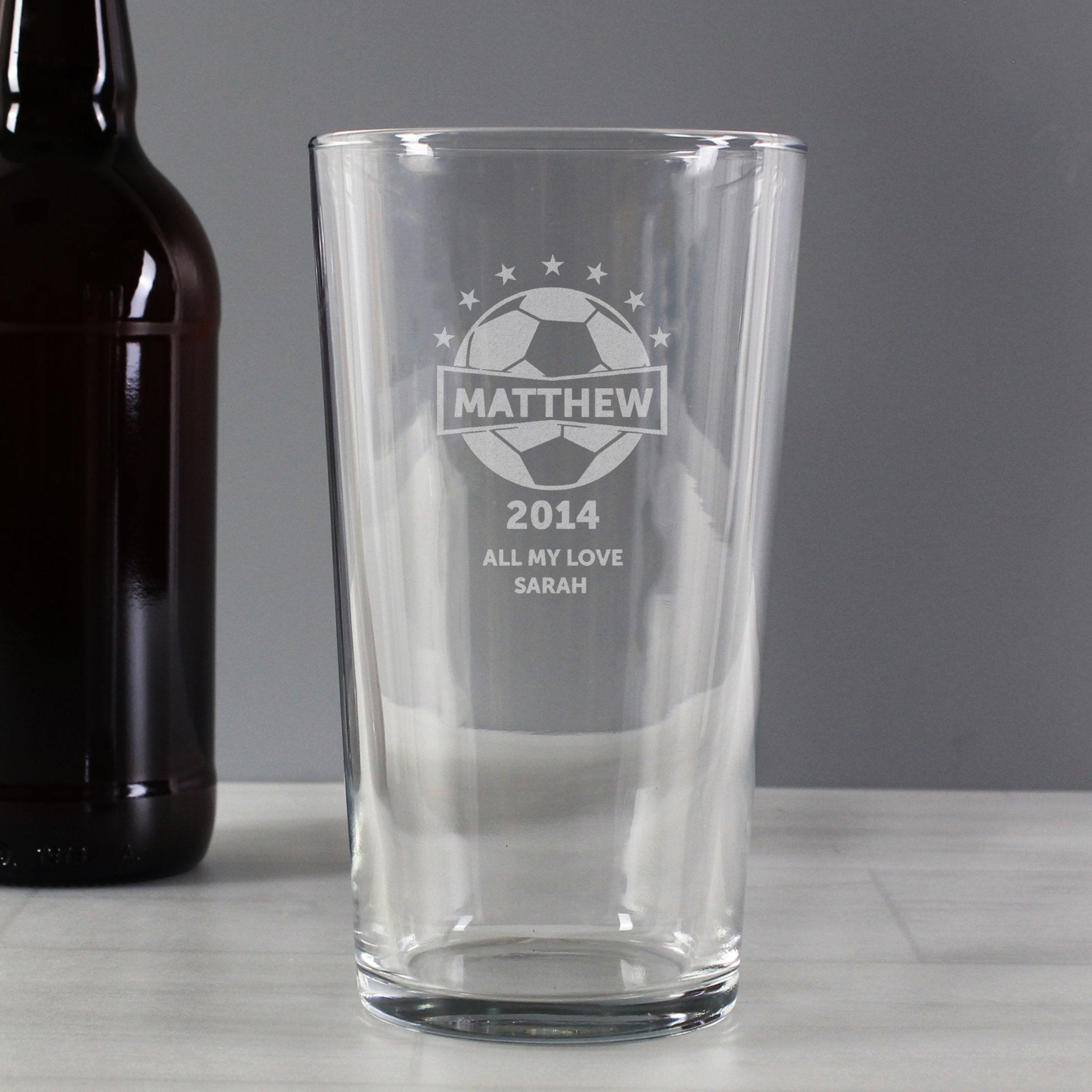 Personalised Football Pint Glass | Inspired Creative Gifts | UK Supplier