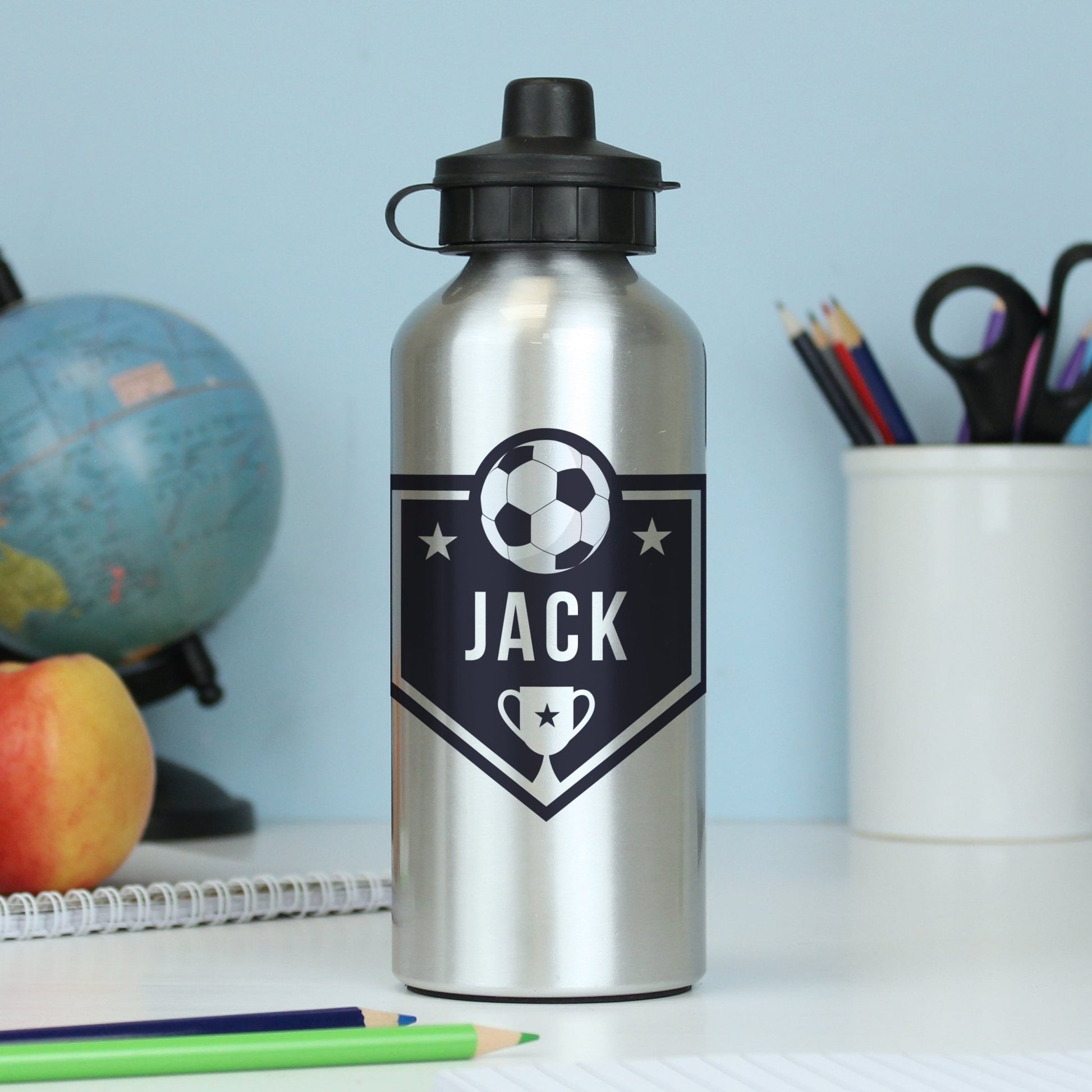 Personalised Football Silver Drinks Bottle | Inspired Creative Gifts