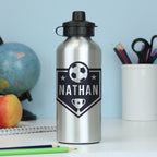 Personalised Football Silver Drinks Bottle | Inspired Creative Gifts | UK Supplier