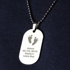 Personalised Footprints Stainless Steel Dog Tag Necklace | Inspired Creative Gifts | UK Supplier