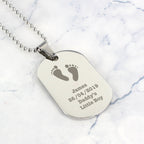 Personalised Footprints Stainless Steel Dog Tag Necklace | Inspired Creative Gifts | UK Supplier