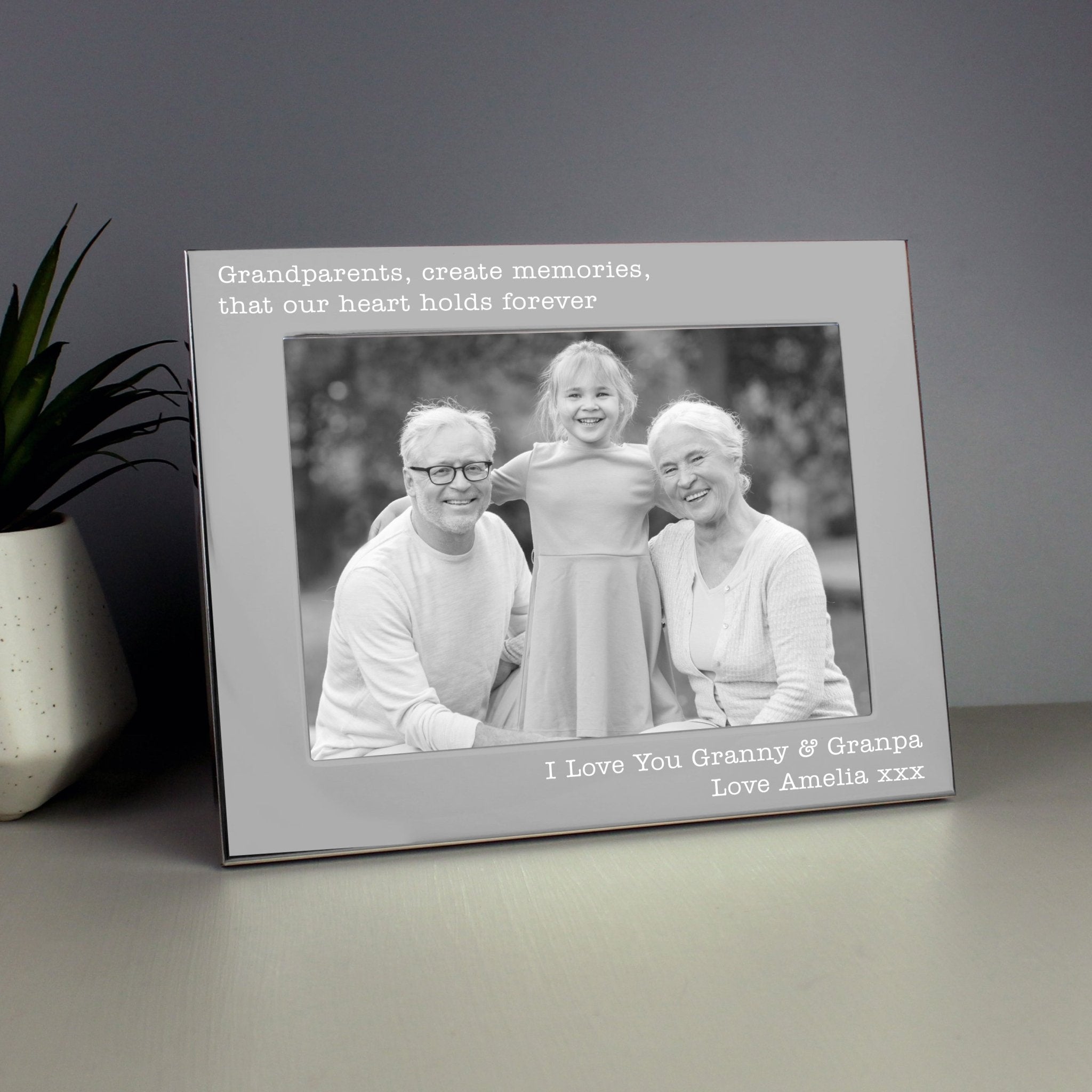 Personalised Free Text 5 x 7 Landscape Silver Photo Frame | Inspired Creative Gifts | UK Supplier