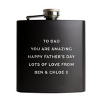 Personalised Free Text Black Hip Flask | Inspired Creative Gifts | UK Supplier