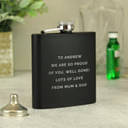 Personalised Free Text Black Hip Flask | Inspired Creative Gifts | UK Supplier