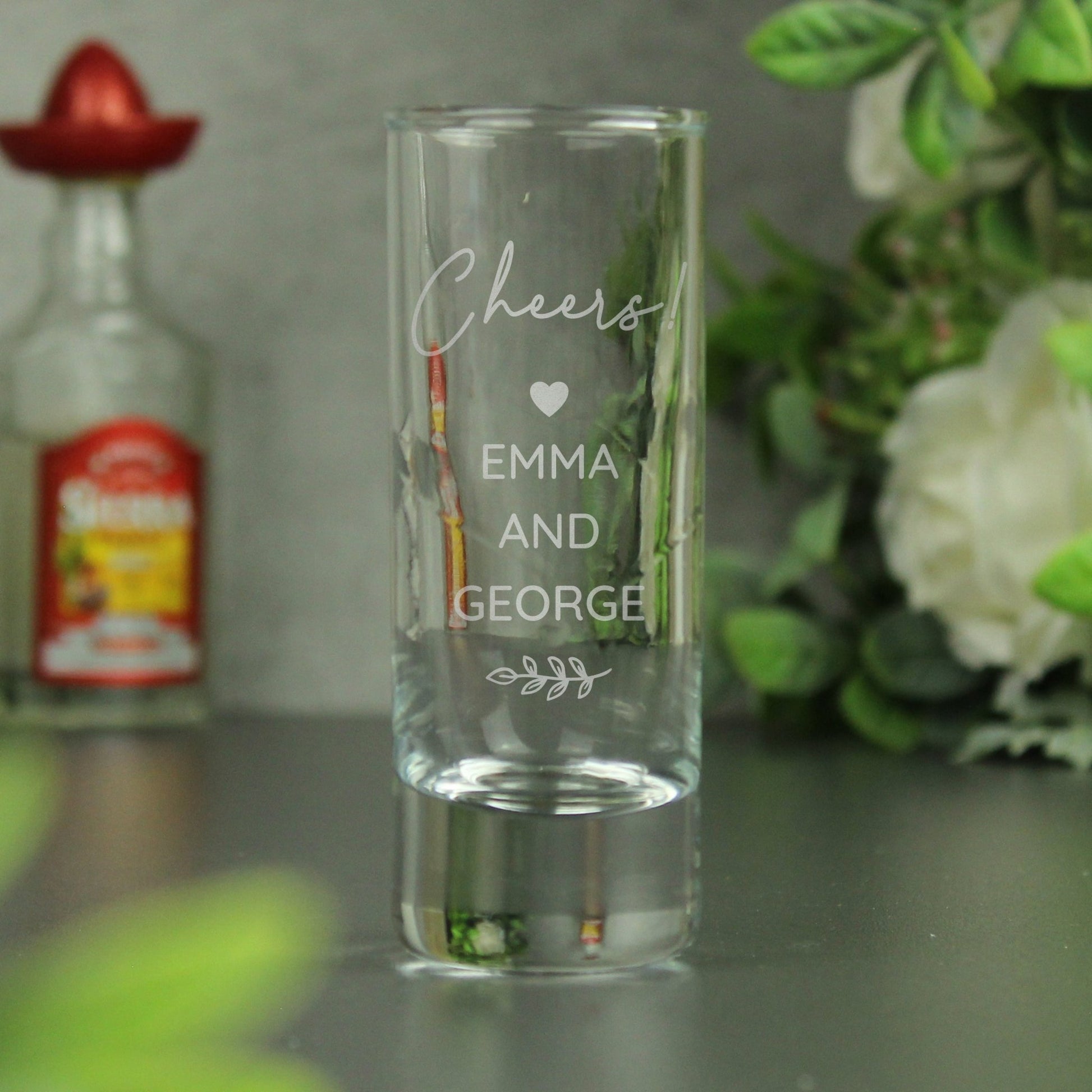 Personalised Free Text Botanical Shot Glass | Inspired Creative Gifts | UK Supplier