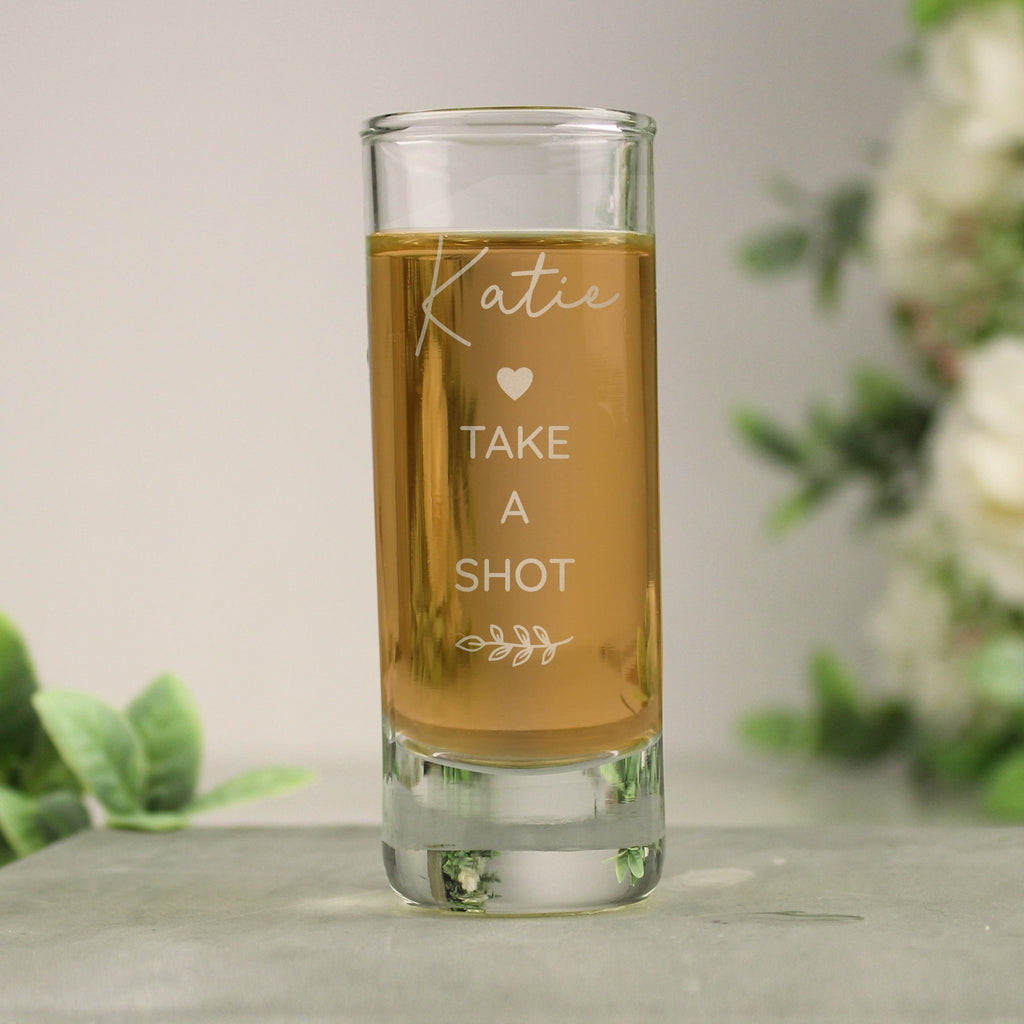 Personalised Free Text Botanical Shot Glass | Inspired Creative Gifts | UK Supplier
