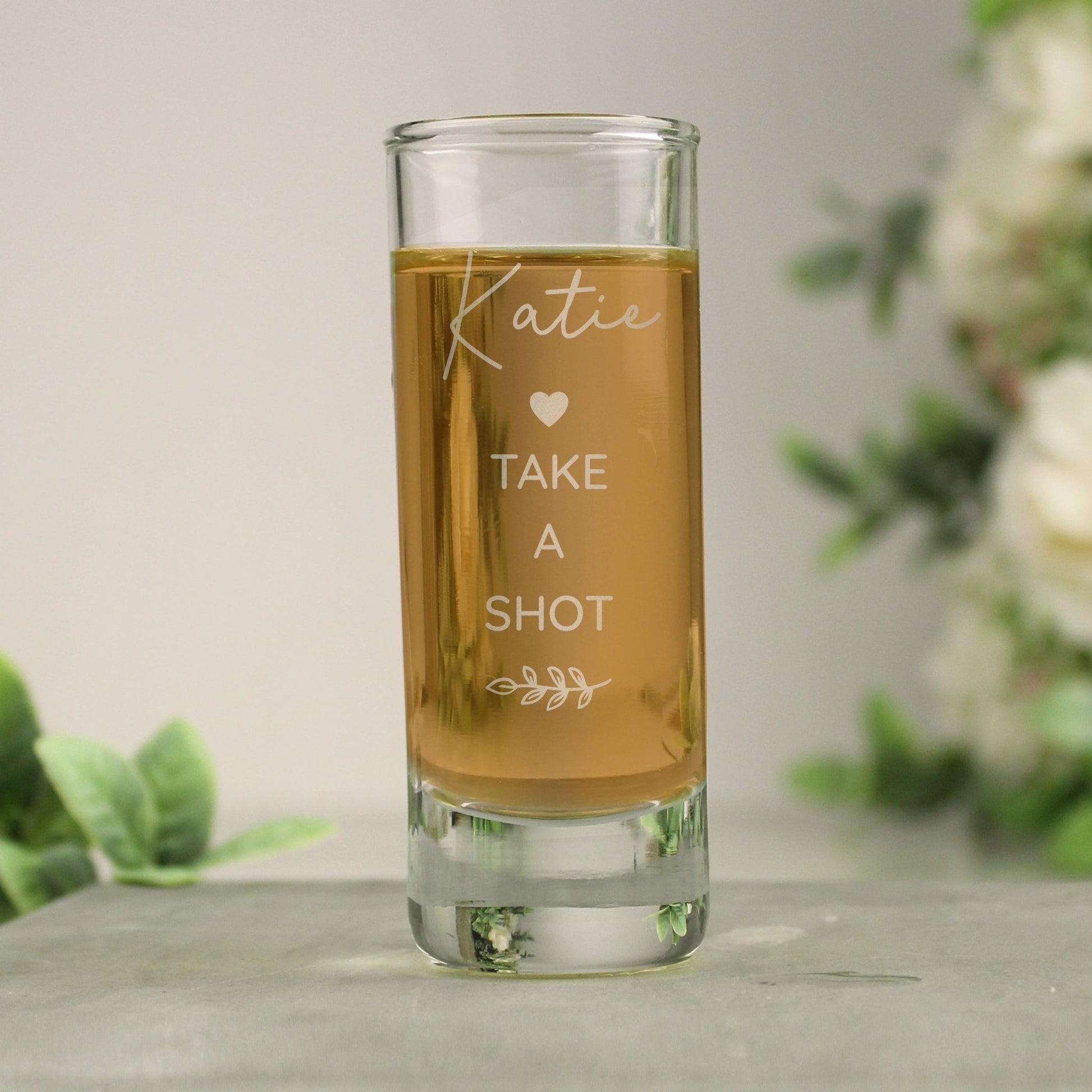 Personalised Free Text Botanical Shot Glass | Inspired Creative Gifts | UK Supplier