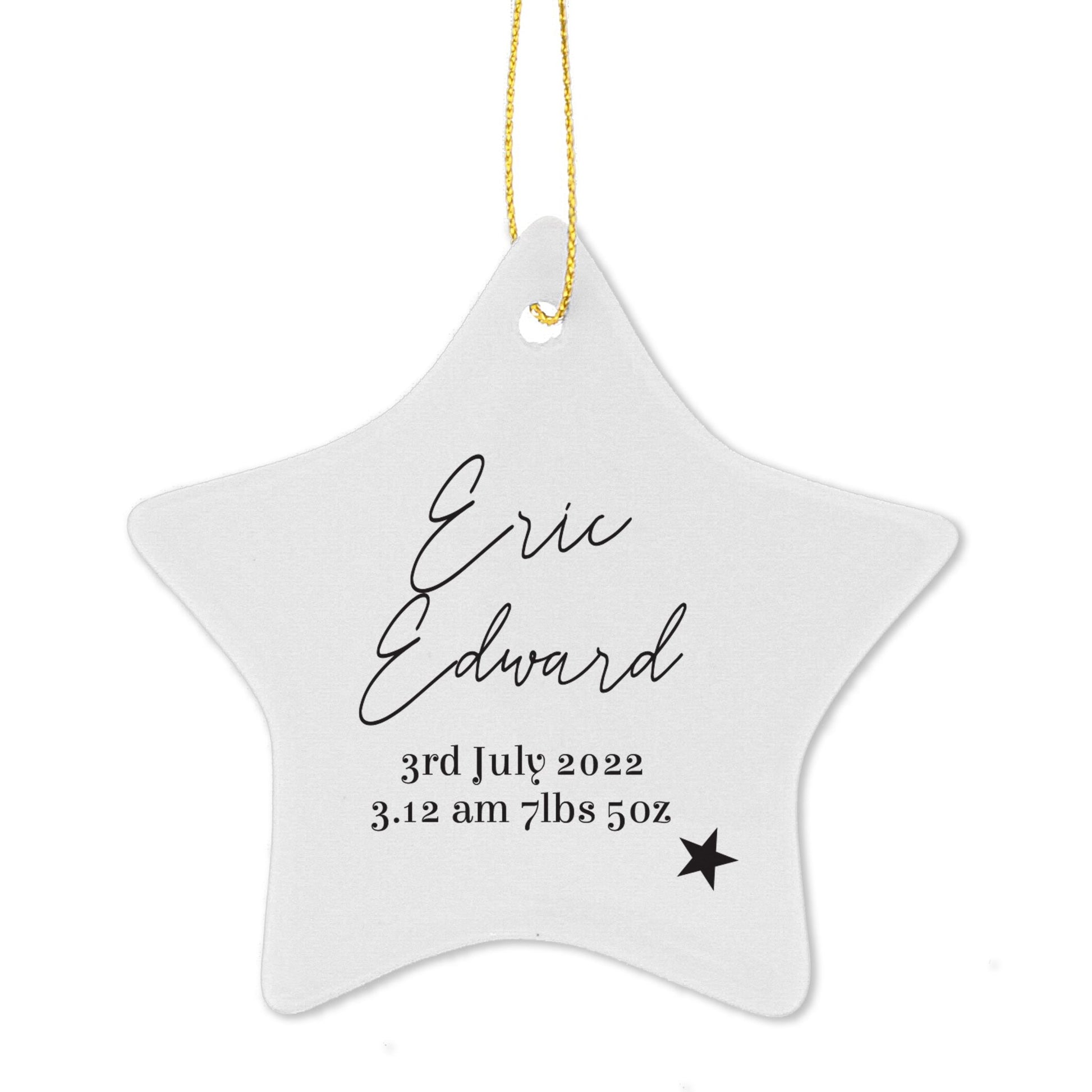 Personalised Free Text Ceramic Star Decoration | Inspired Creative Gifts | UK Supplier