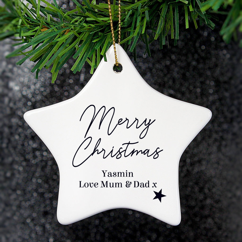 Personalised Free Text Ceramic Star Decoration | Inspired Creative Gifts | UK Supplier