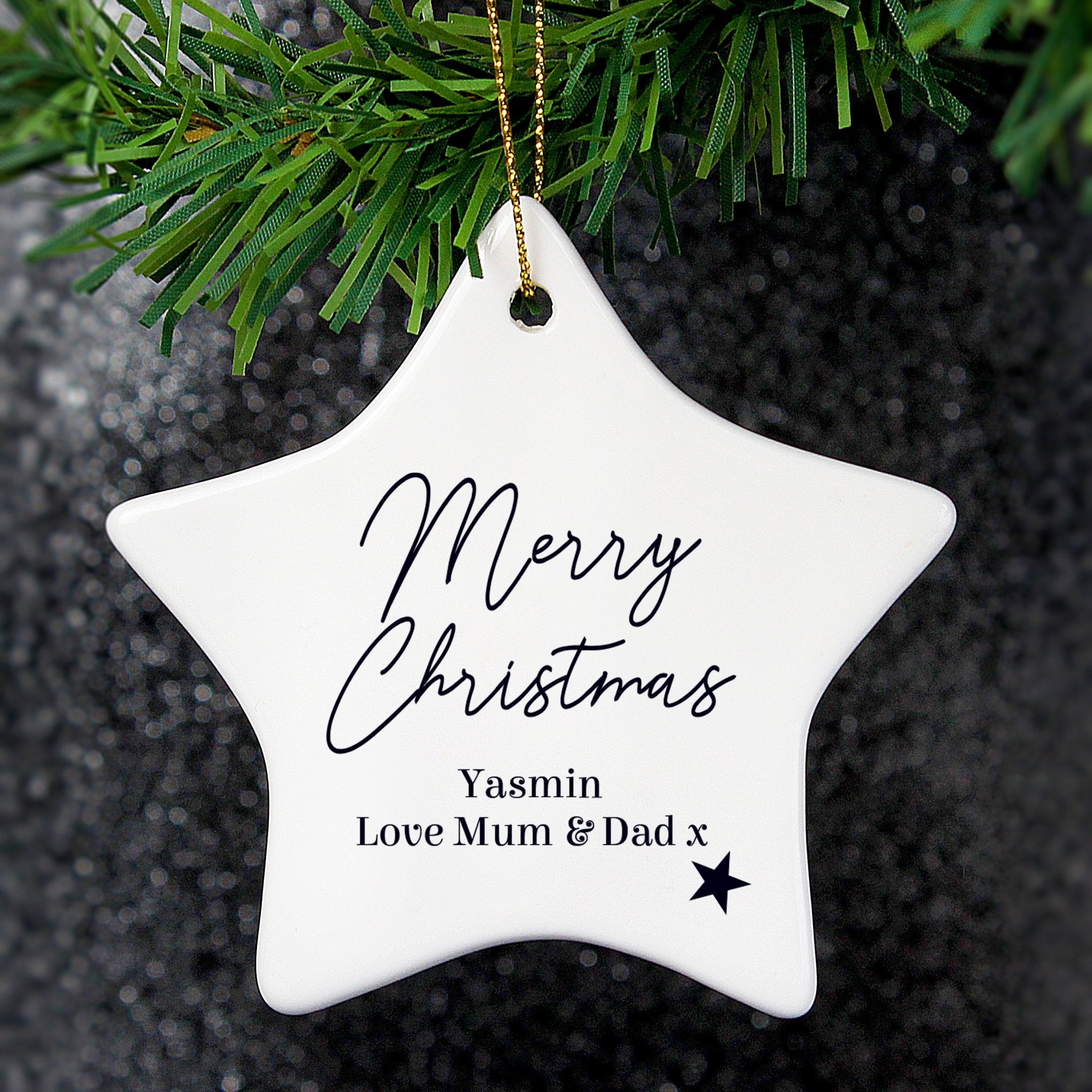 Personalised Free Text Ceramic Star Decoration | Inspired Creative Gifts | UK Supplier