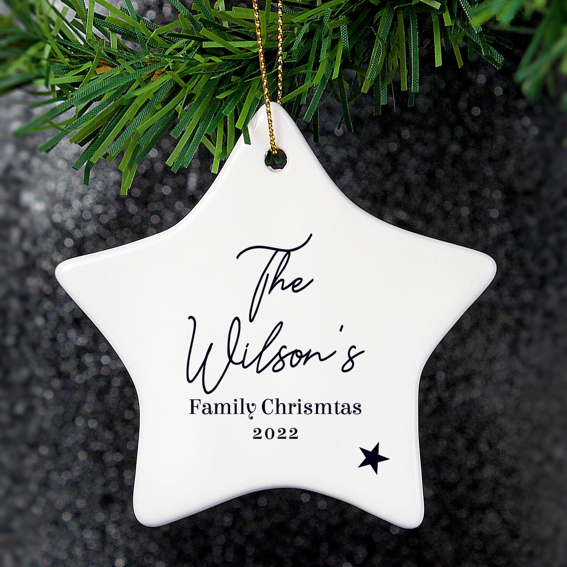 Personalised Free Text Ceramic Star Decoration | Inspired Creative Gifts | UK Supplier