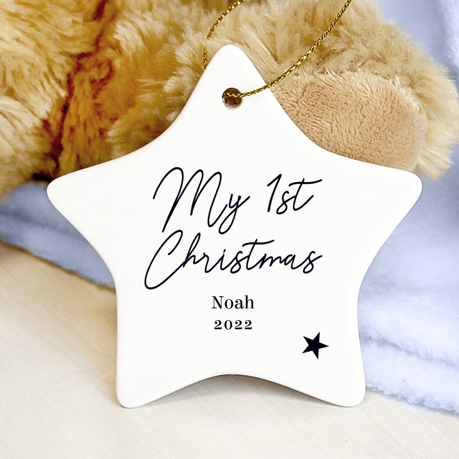 Personalised Free Text Ceramic Star Decoration | Inspired Creative Gifts | UK Supplier