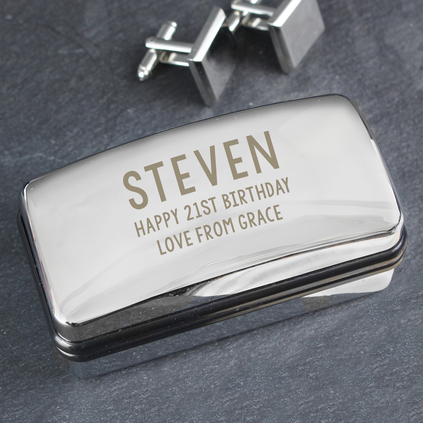 Personalised Free Text Cufflink Box | Inspired Creative Gifts | UK Supplier