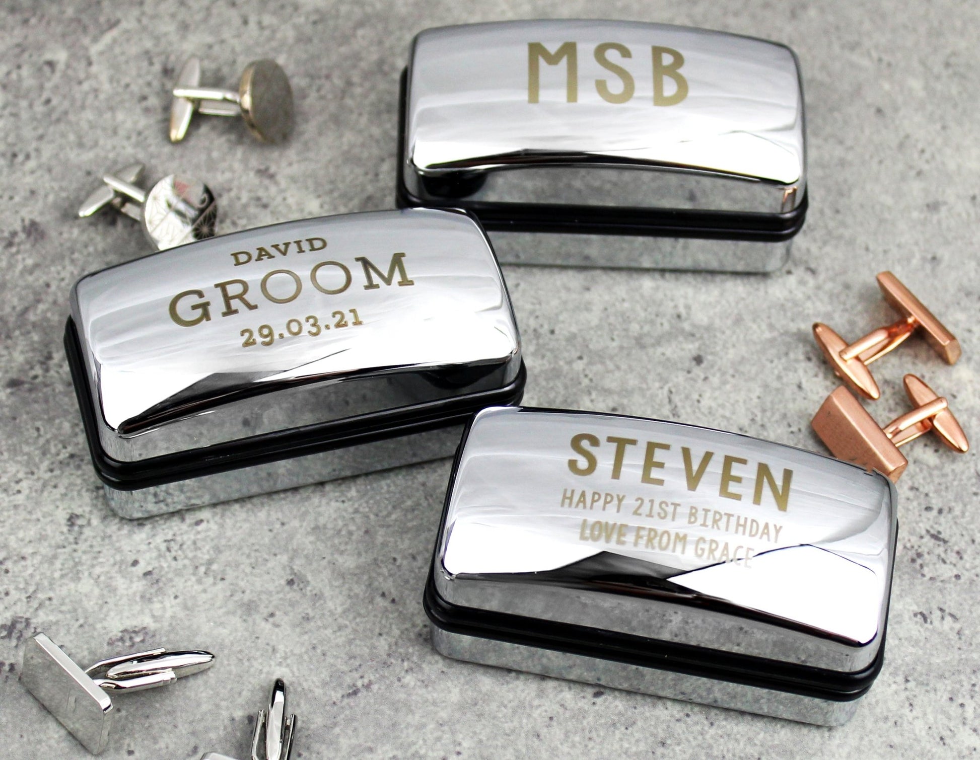 Personalised Free Text Cufflink Box | Inspired Creative Gifts | UK Supplier