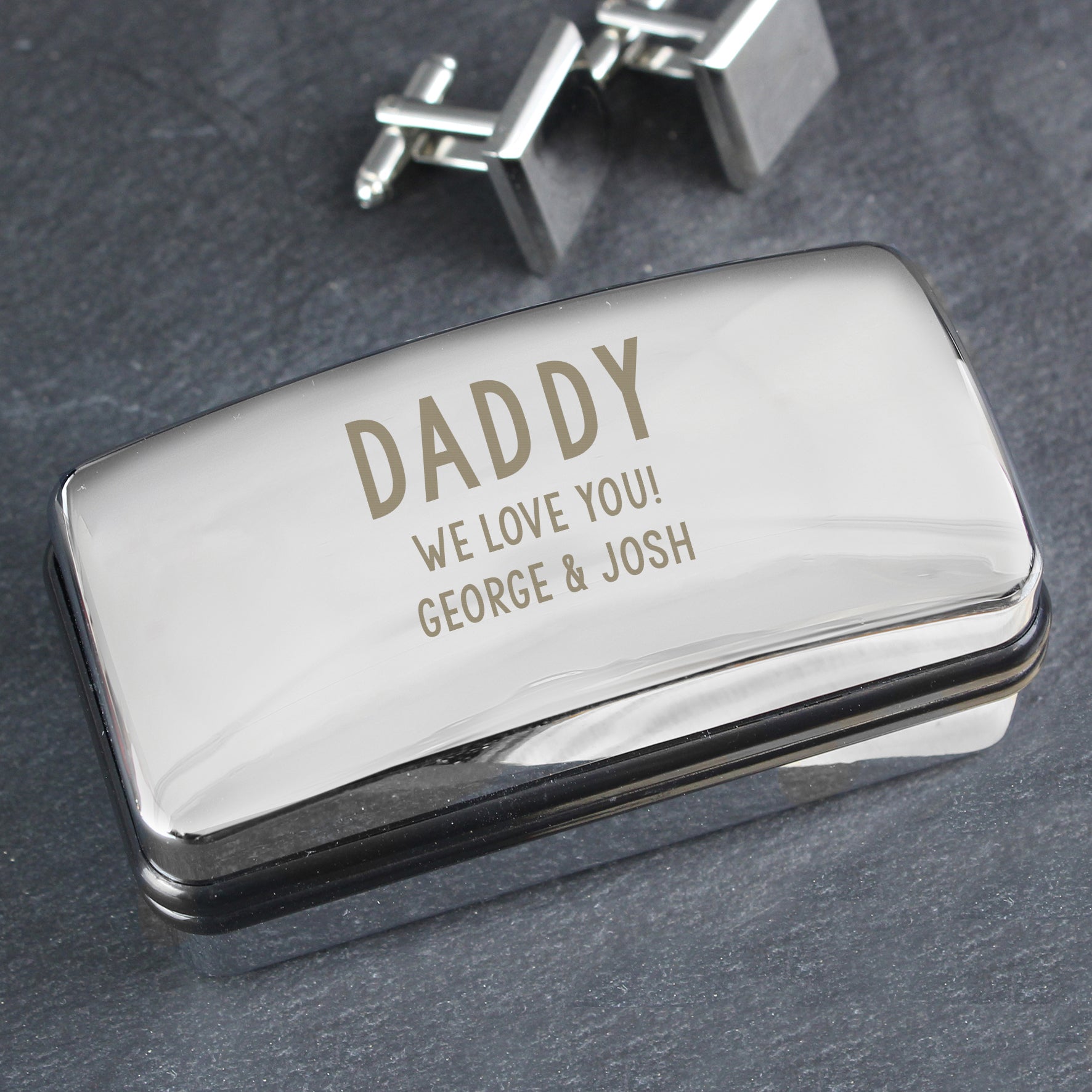 Personalised Free Text Cufflink Box | Inspired Creative Gifts | UK Supplier