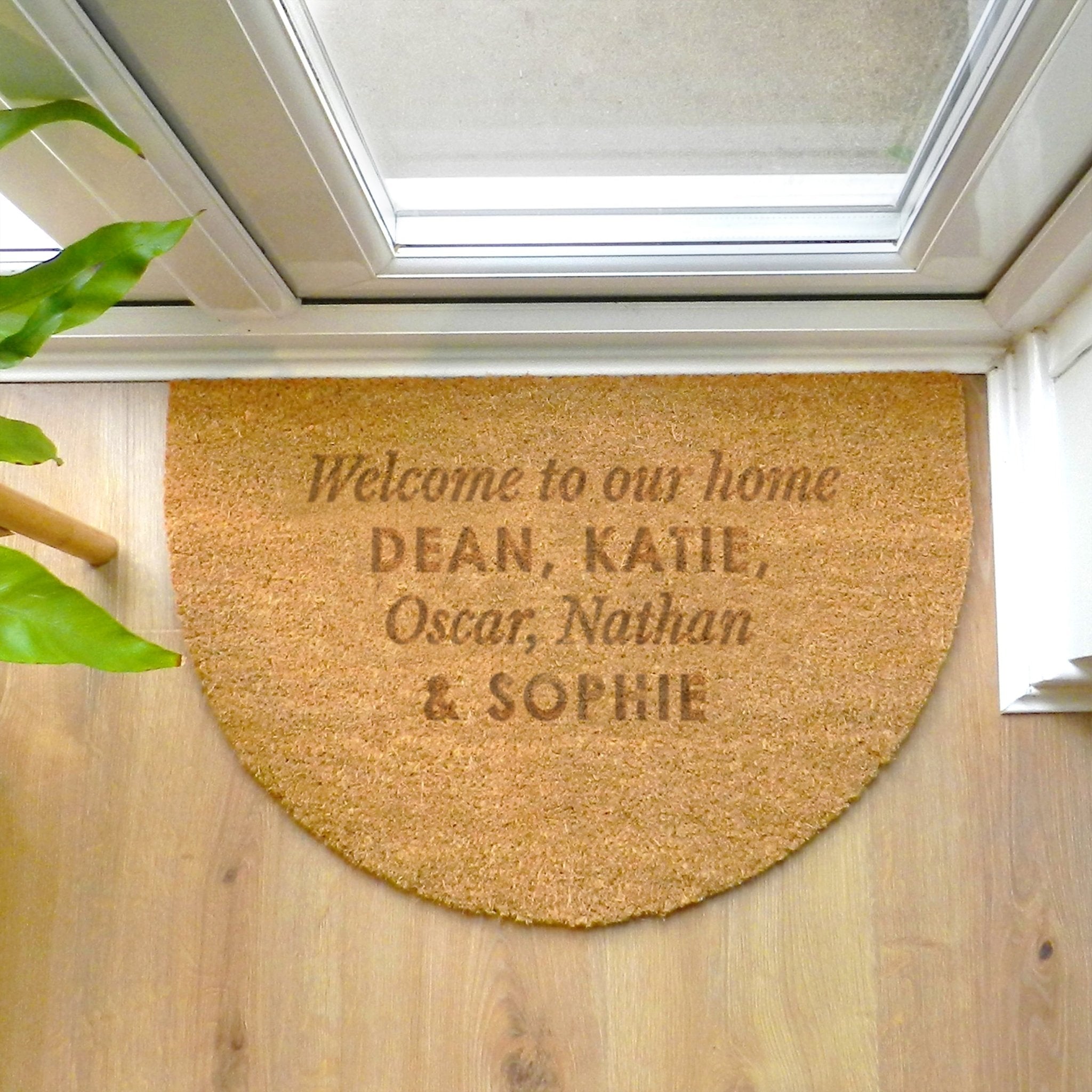 Personalised Free Text Half Moon Indoor Doormat | Inspired Creative Gifts | UK Supplier