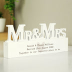 Personalised Free Text Heart Wooden Mr & Mrs Ornament | Inspired Creative Gifts | UK Supplier